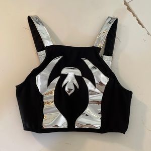 Black and silver cropped rave / festival top